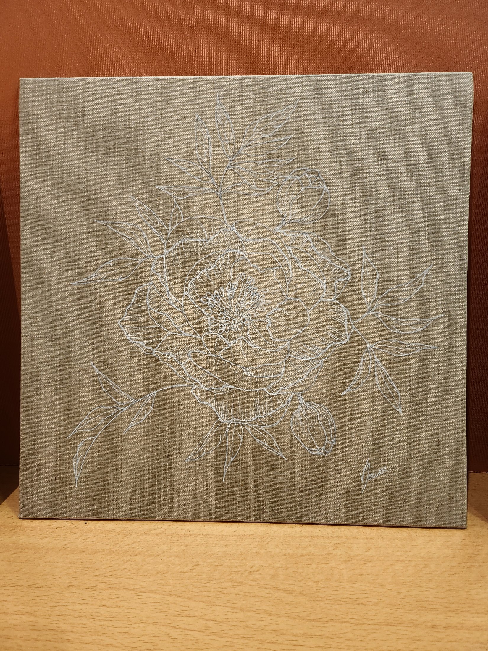 Pivoine — stylo bille, œuvre originale de Virginie Jousse