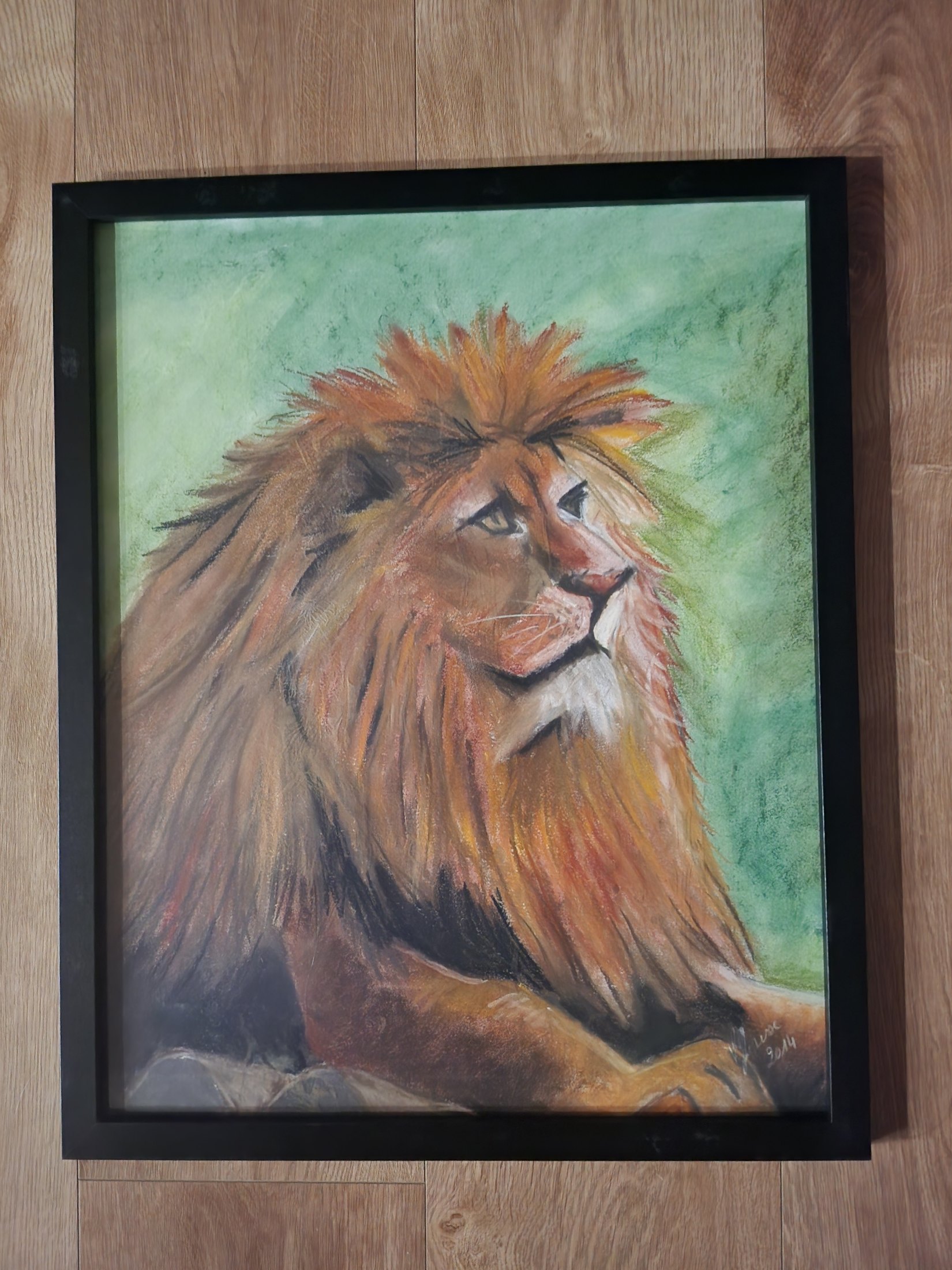 Repos du lion — pastel sec, œuvre originale de Virginie Jousse