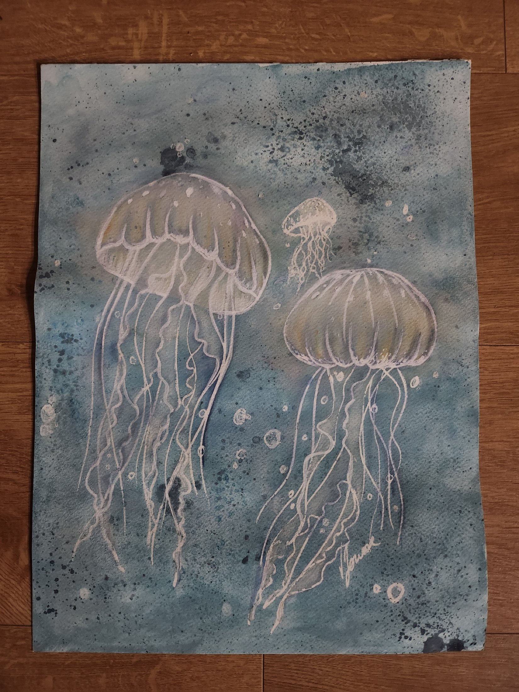 Suis les courants — aquarelle , œuvre originale de Virginie Jousse
